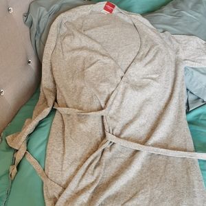 Wrap around long sleeve grey dress
